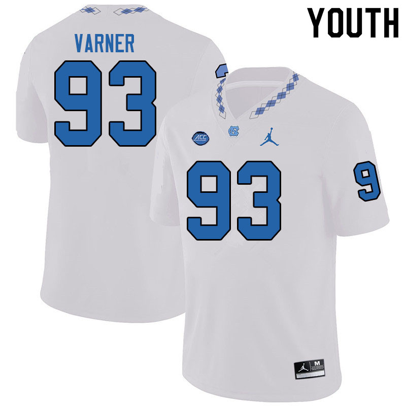 Jordan Brand Youth #93 Kristian Varner North Carolina Tar Heels College Football Jerseys Sale-White